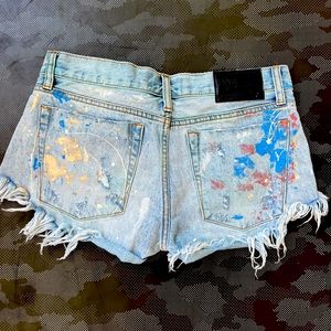 One Teaspoon jean shorts with splatter paint detail